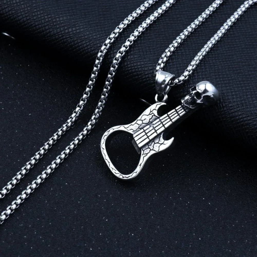 ❤️Music Lover Stainless Steel Guitar Necklace , N90201P102
